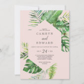 Wild Tropical Palm | Casual huwelijk met Blush Hex Kaart (Voorkant)