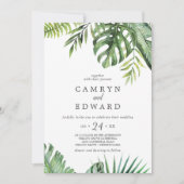 Wild Tropical Palm Casual Wedding Kaart (Voorkant)