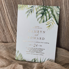 Wild Tropical Palm | Folie Casual goudolie Uitnodiging