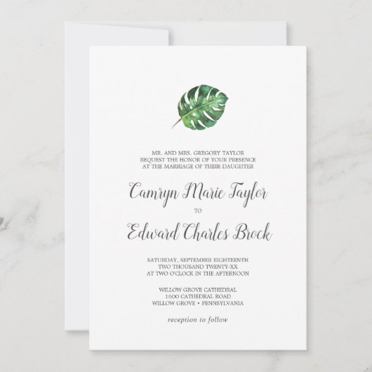 Wild Tropical Palm Formal Wedding Kaart (Voorkant)