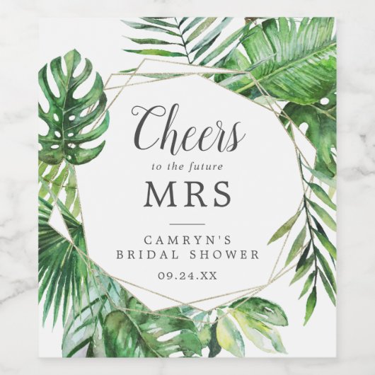 Wild Tropical Palm Future Mrs Wine Labels Wijn Etiket (Enkel label)