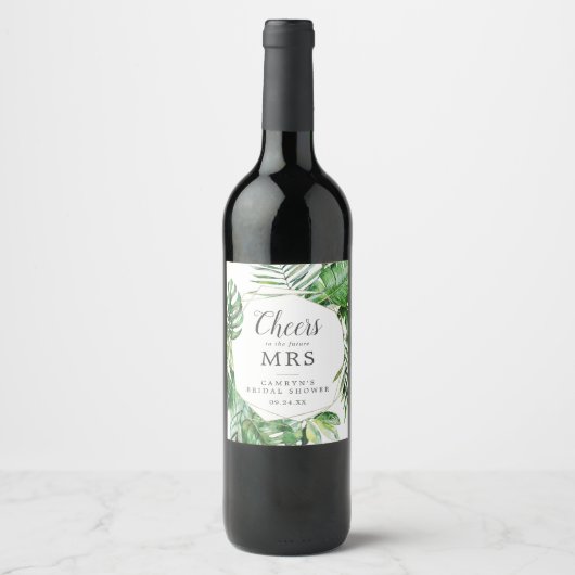 Wild Tropical Palm Future Mrs Wine Labels Wijn Etiket (Voorkant)