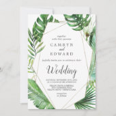 Wild Tropical Palm Geometric All In One Wedding Kaart (Voorkant)
