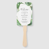 Wild Tropical Palm Geometric Wedding Program Fan Handwaaier (Voorkant)