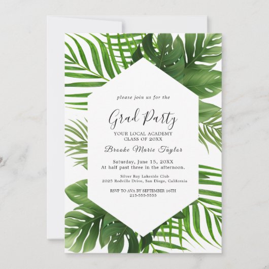 Wild Tropical Palm Graduation Party Uitnodiging (Voorkant)
