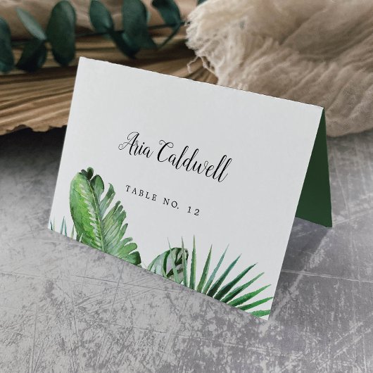 Wild Tropical Palm Guest Name WedPlace Card Kaart