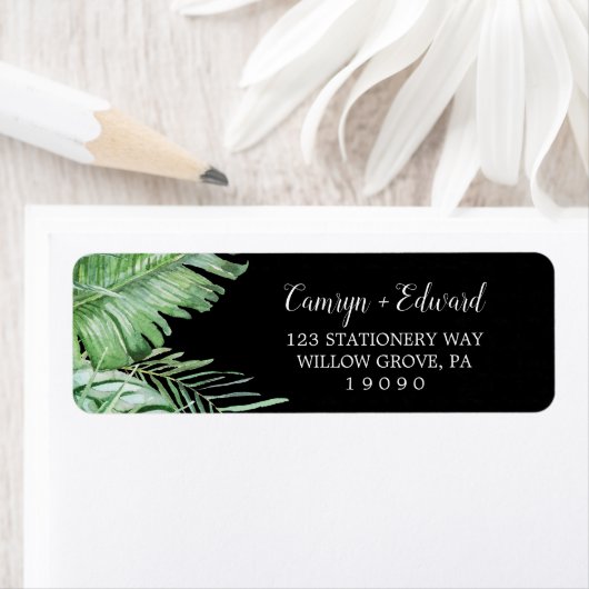 Wild Tropical Palm | Label zwart retouradres (Insitu)