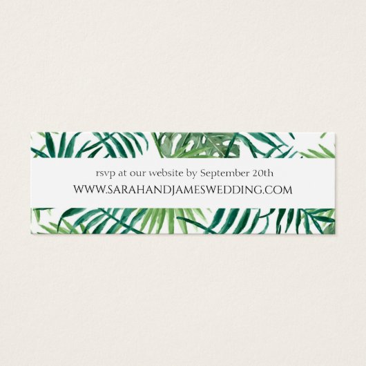 Wild Tropical Palm Leaf Wedding Website Mini Kaart (Voorkant)