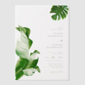 Wild Tropical Palm Leaves Elegant Wedding Vellum Uitnodigingen (Voorkant)