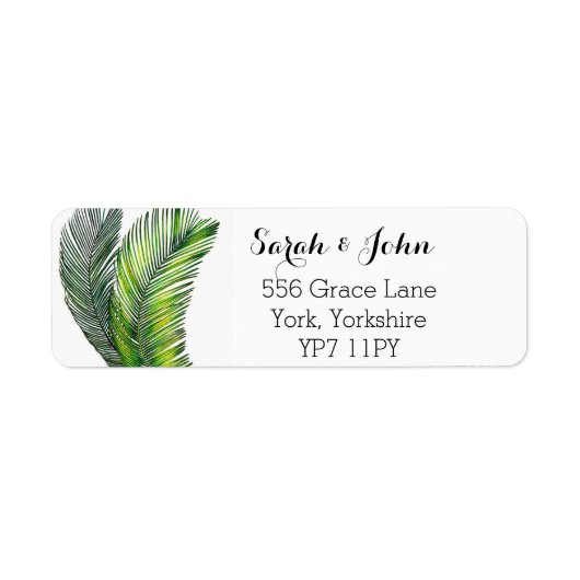 Wild Tropical Palm Leaves Greenery Etiket (Voorkant)