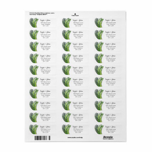 Wild Tropical Palm Leaves Greenery Etiket (Full Sheet)