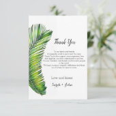 Wild Tropical Palm Leaves Greenery Wedding Bedankkaart (Staand voorkant)