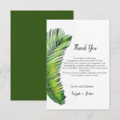 Wild Tropical Palm Leaves Greenery Wedding Bedankkaart (Voorkant / Achterkant)