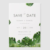 Wild Tropical Palm Leaves Wedding Save the Date Vellum Uitnodigingen (Voorkant)
