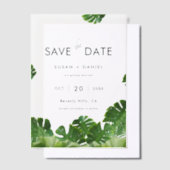 Wild Tropical Palm Leaves Wedding Save the Date Vellum Uitnodigingen (Offset)