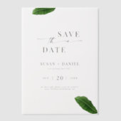 Wild Tropical Palm Leaves Wedding Save the Date Vellum Uitnodigingen (Voorkant)
