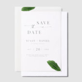 Wild Tropical Palm Leaves Wedding Save the Date Vellum Uitnodigingen (Offset)