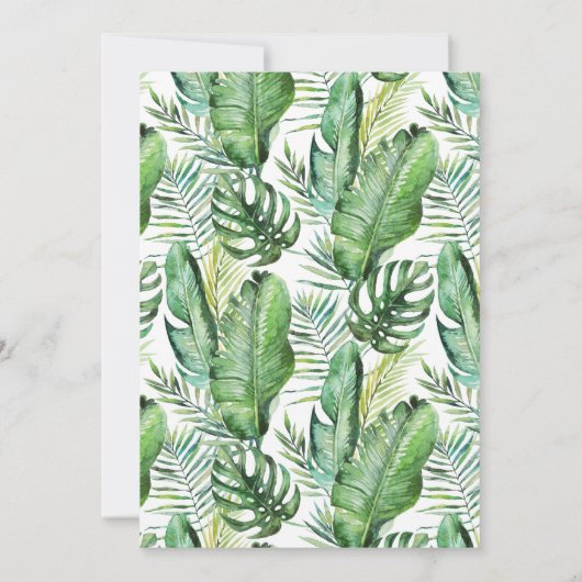 Wild Tropical Palm Monogram Weddenschap Kaart (Achterkant)