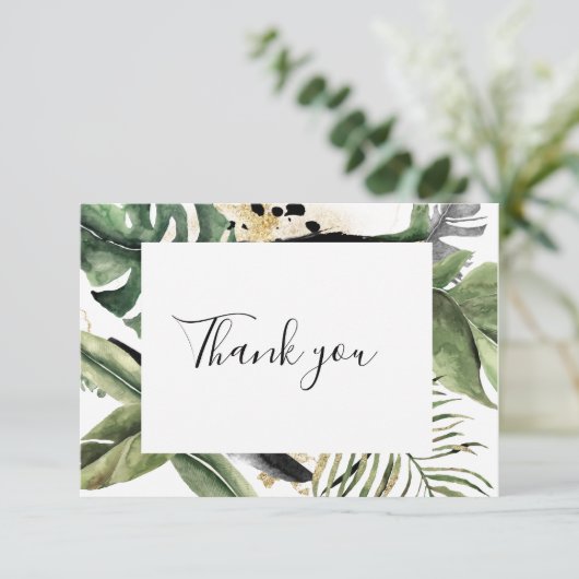 Wild Tropical Palm Monstera  Bedankkaart (Staand voorkant)