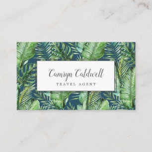 Wild Tropical Palm Navy Blue Visitekaartje
