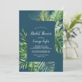 Wild Tropical Palm | Navy Blue Vrijgezellenfeest Kaart (Staand voorkant)
