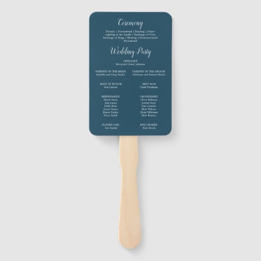 Wild Tropical Palm | Navy Blue Wedding Programme F Handwaaier (Achterkant)