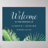 Wild Tropical Palm | Navy Blue Welcome Wedding Poster (Voorkant)