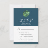 Wild Tropical Palm | Navy Song Request RSVP Card (Voorkant)