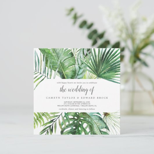 Wild Tropical Palm | Patroon op de bruiloft van he Kaart (Staand voorkant)