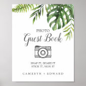 Wild Tropical Palm Photo Guest Book Sign Poster (Voorkant)