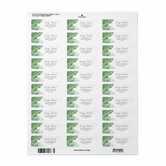 Wild Tropical Palm Return Address Label (Full Sheet)