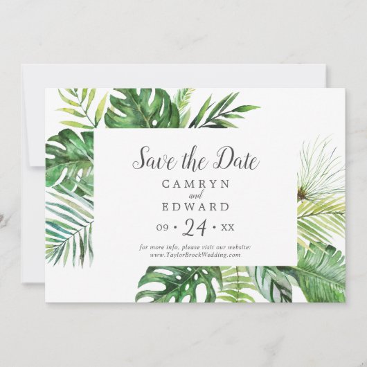 Wild Tropical Palm Save The Date (Voorkant)