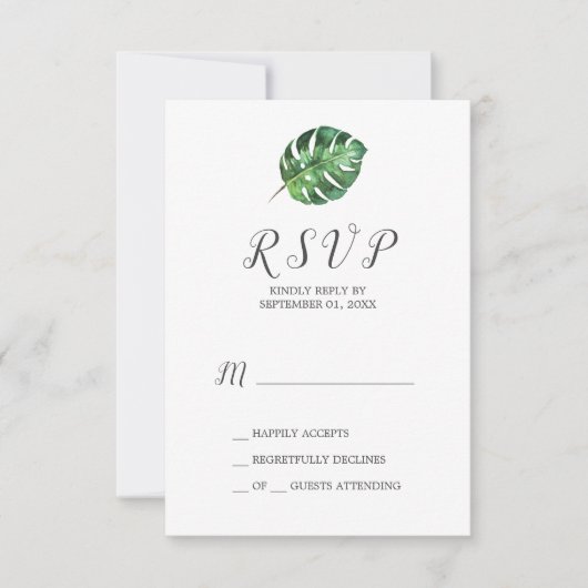 Wild Tropical Palm Simple RSVP-kaart RSVP Kaartje (Voorkant)