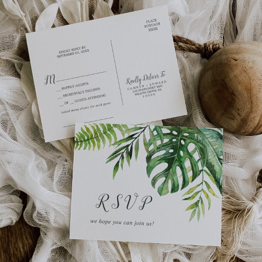 Wild Tropical Palm Song Request RSVP Briefkaart