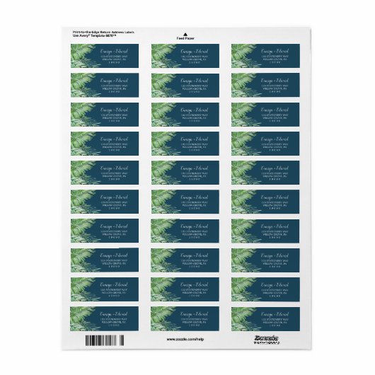 Wild Tropical Palm | Terugzendadres marine Etiket (Full Sheet)