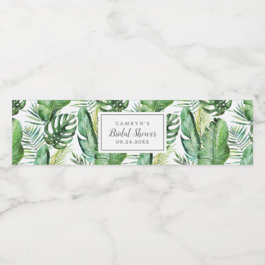 Wild Tropical Palm Vrijgezellenfeest Waterfles Etiket (Enkel label)