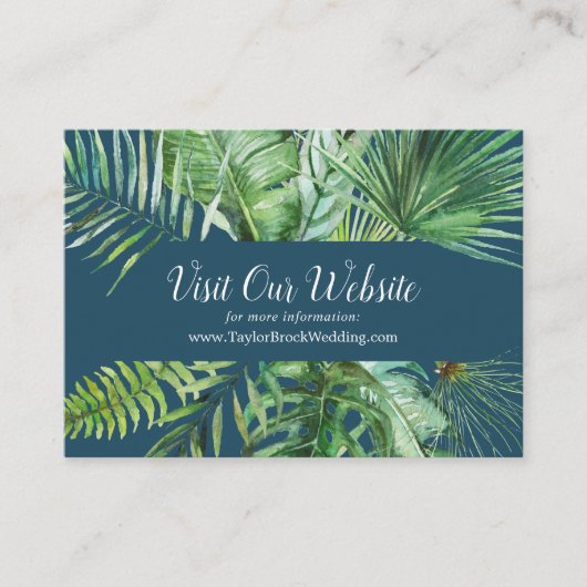 Wild Tropical Palm | Website van het Navy Blue Wed Informatiekaartje (Voorkant)