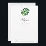 Wild Tropical Palm Wedding Advieskaart<br><div class="desc">Deze wilde tropische palmbruiloft is perfect voor een strand of een bestemmingsprouwerij en kan voor elke gebeurtenis worden gebruikt. Het ontwerp is voorzien van een exotische reeks groene waterverf banaanpalmbladeren, kannen, bladeren, bladeren, bladeren, botanische planten en groen voor een tropische zomer. Deze advieskaarten kunnen worden gebruikt als alternatief voor een...</div>