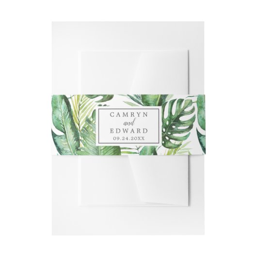Wild Tropical Palm Wedding Invitation Belly Band Uitnodigingen Wikkel (Voorkant Voorbeeld)
