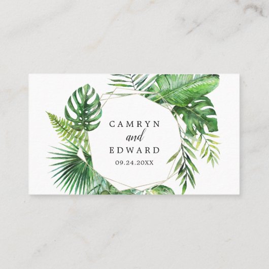 Wild Tropical Palm Wedding Plaatskaartje (Achterkant)