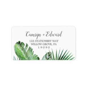 Wild Tropical Palm Wedding RSVP Adresetiketten Etiket