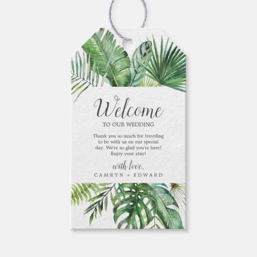Wild Tropical Palm Wedding Welcome Cadeaulabel (Voorkant)