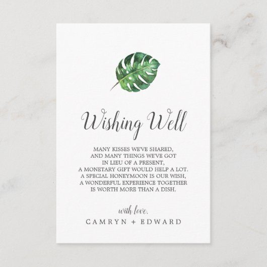 Wild Tropical Palm Wedding Wishing Well Kaart (Voorkant)