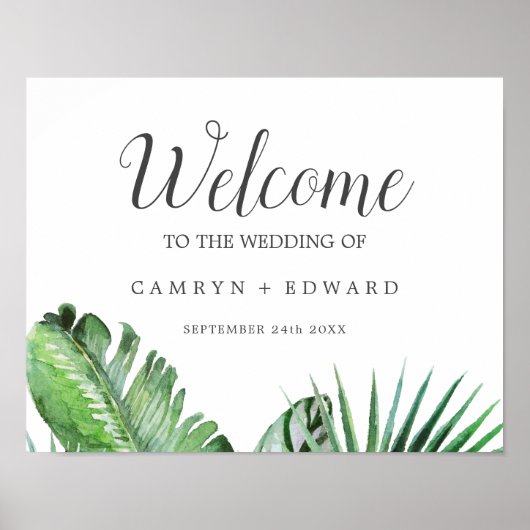 Wild Tropical Palm Welcome Wedding Poster (Voorkant)