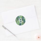 Wild Tropical Palm | Zeeslagzegel op monogram Ronde Sticker (Envelop)