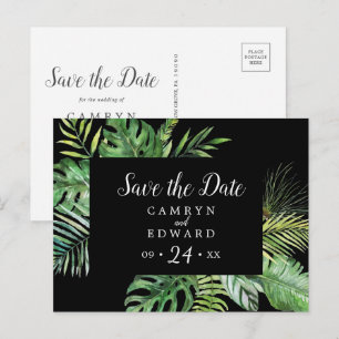 Wild Tropical Palm Zwart sparen het Briefkaart v