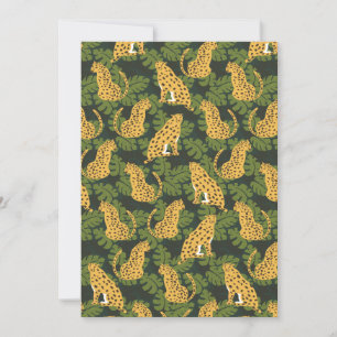 Wild Tropical Safari Leopard Oerwoud Palms Feestdagenkaart