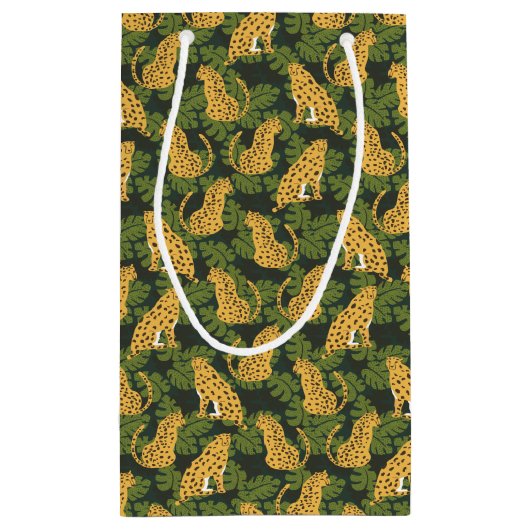 Wild Tropical Safari Leopard Oerwoud Palms Klein Cadeauzakje (Achterkant)