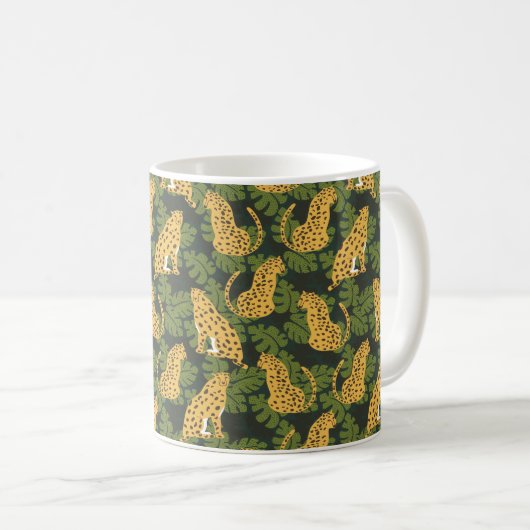 Wild Tropical Safari Leopard Oerwoud Palms Koffiemok (Voorkant rechts)