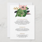 Wild Tropisch Goud Roze Bloemen Alles in Een Huwel Kaart (Achterkant)